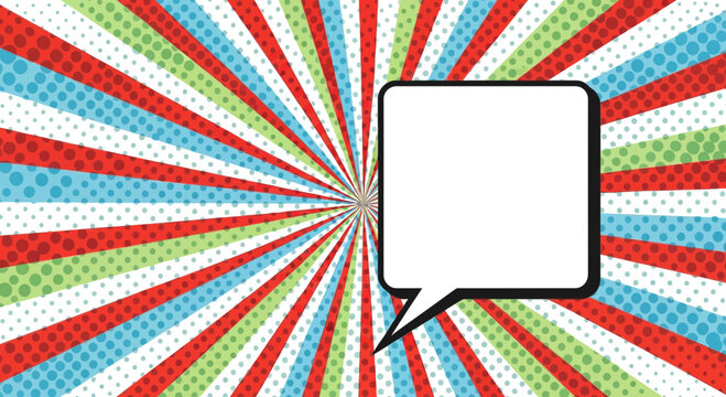 speech bubble on colorful pop art background