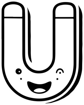 Cheerful u shaped magnet character with smiling face with cartoon magnet happy expression illustration resource friendly graphic emotive with playful