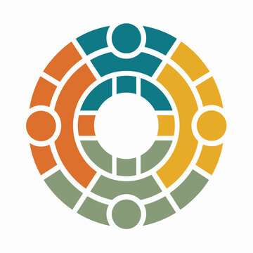 Corporate Inclusion Emblem With Modular Circular Segments Representing Unity Equality and Cooperation