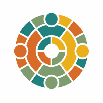 Colorful Geometric Inclusion Logo Formed by Connected People and Harmonious Circular Elements