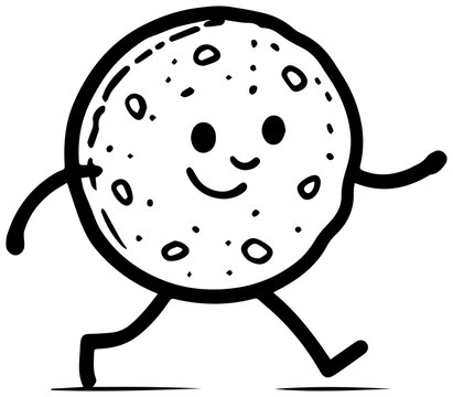 Cheerful cookie character running with friendly face with illustration smiling cartoon graphic playful vector symbol happy baked sweet with treat