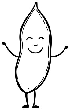 Cheerful edamame character with smiling face with illustration vegetable whimsical soybean cartoon playful symbol happy smile shape with funny