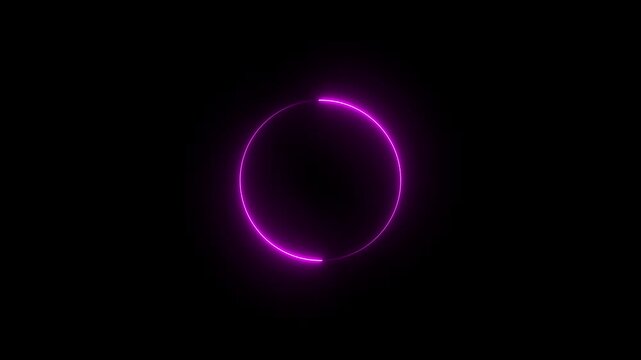 Animation circle. Loading, pending circle. spectrum fluorescent light with neon circle LED animation Animation of glowing neon circle loading icon on a black background, 4k quality neon line animation