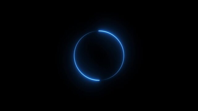 Animation circle. Loading, pending circle. spectrum fluorescent light with neon circle LED animation Animation of glowing neon circle loading icon on a black background, 4k quality neon line animation