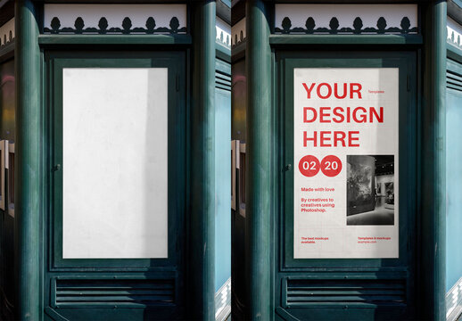 Mockup Of Customizable Vertical Poster On Rome Street Kiosk