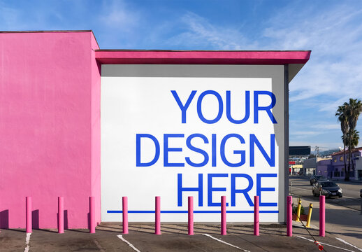 Mockup Of Customizable Wall Sign On Los Angeles Street