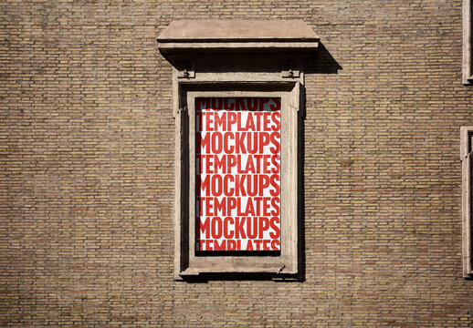 Mockup Of Customizable Vertical Poster On Rome Brick Wall