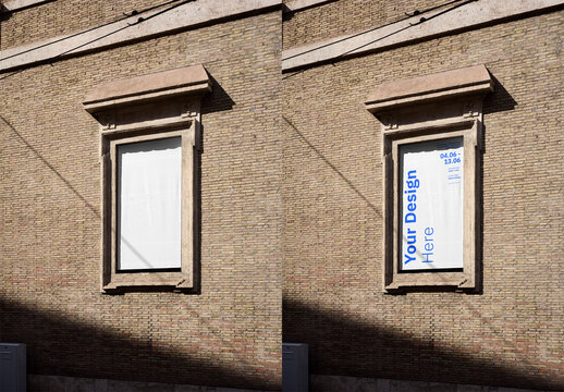 Mockup Of Customizable Vertical Poster On Rome Brick Wall