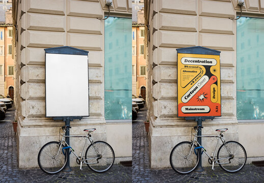 Mockup Of Customizable Vertical Billboard On Rome Street