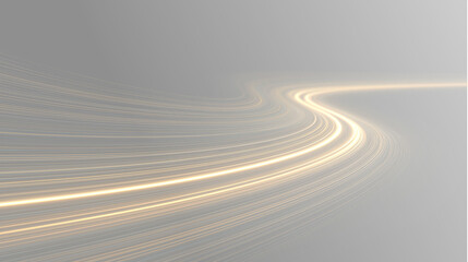 Fototapeta na wymiar Fast golden light streams bending into a futuristic speed trail, transparent PNG overlay