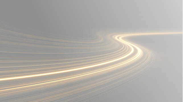 Fast golden light streams bending into a futuristic speed trail, transparent PNG overlay