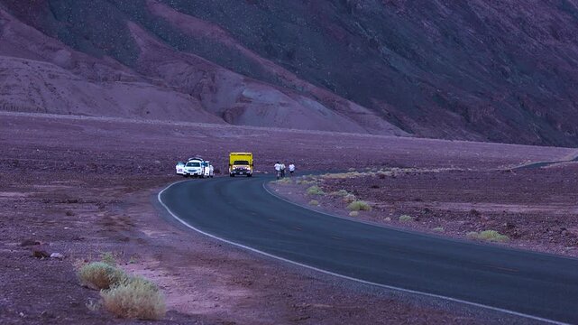 Ambulance pulling over to treat runner in death valley