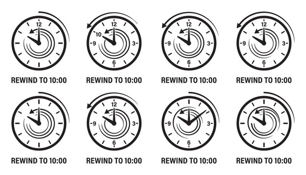 Clock rewind to ten oclock concept visual representing time travel or memory recall.