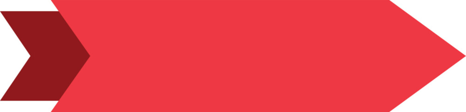 Red banner ribbon with arrow shape for text in white background