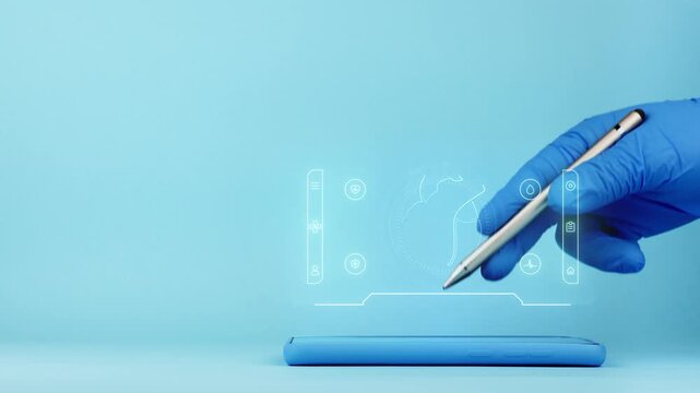 A doctor's hand displays a medical interface on a smartphone. Medical app for heart health, diagnosis, and monitoring of heart disease. Modern medicine. Isolated.