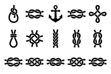 Set of nautical rope knots and maritime symbols © ABULKALAM