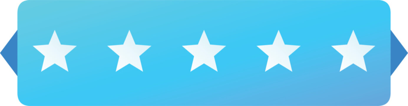 Five star rating badge with soft blue gradient background and copy space for review concept
