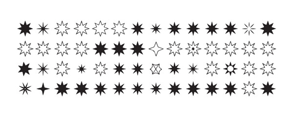 Big set of vector sparkle icons. collection of outline and filled magic star symbol. graphic design elements. © MOST AKTER