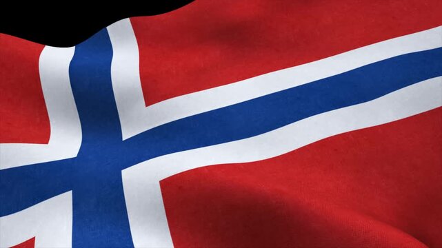 Norway waving national flag animation isolated on black background