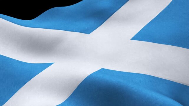 Waving Scotland national flag animation isolated on black background
