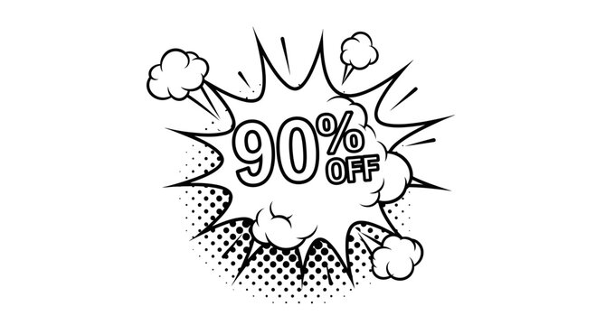 90 percent off discount sale comic explosion