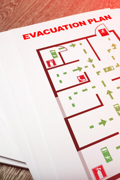 Emergency evacuation plan showing routes and exits for safe departure during an emergency
