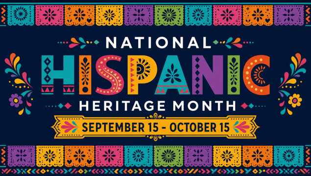National Hispanic Heritage Month celebration background, typography, banner, placard, card, and poster design template 