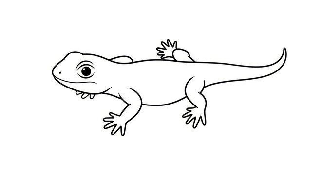 A cartoon lizard is standing still.