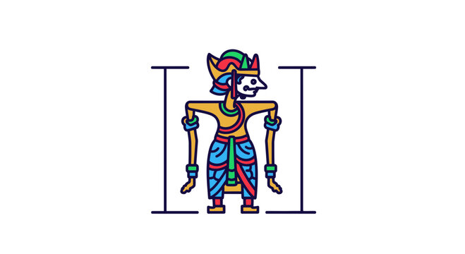 Traditional Indonesian Wayang Kulit Puppet Icon - Vector Graphic