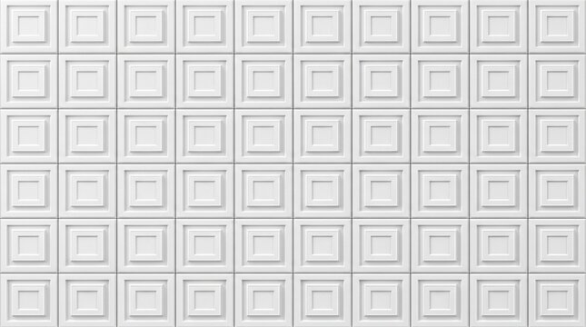 Luxury White Embossed Square Seamless Geometric Pattern Background
