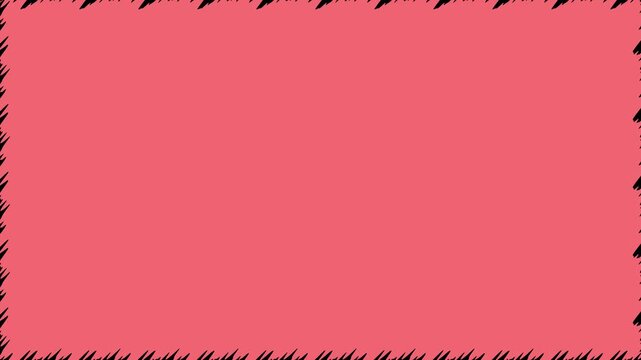 Abstract red background with black jagged frame border and subtle flickering motion animation.