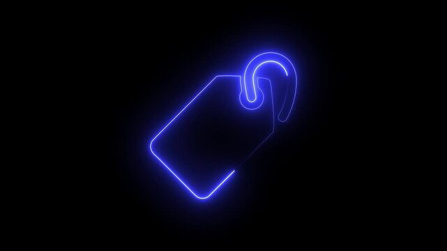 neon glowing price tag label concept on dark black background for shopping discount retail sale offer and e-commerce icon loop template