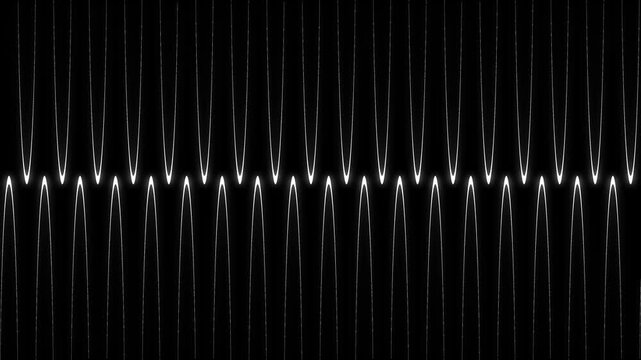 Abstract glowing waveform pattern moving dynamically on black background digital art.