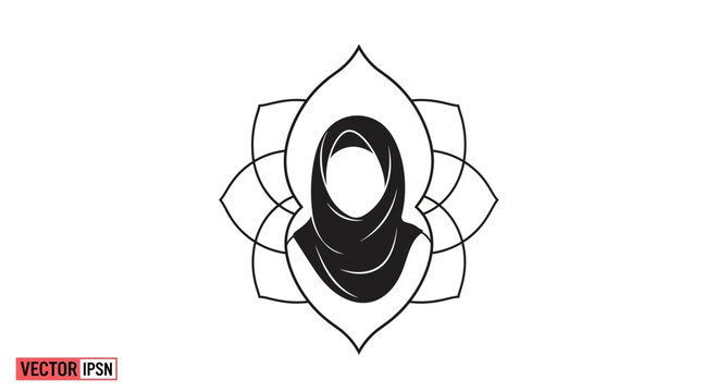 woman in hijab and lotus flower, islamic symbol