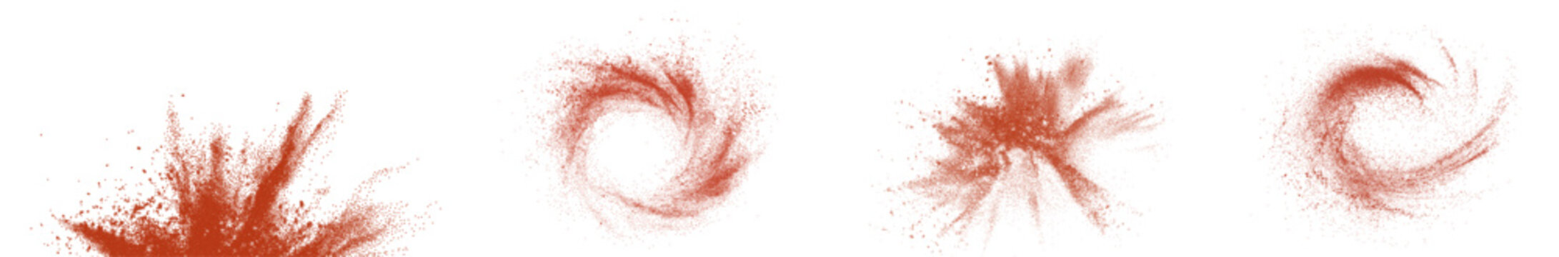 Dynamic vibrant red chili powder splash and dried paprika burst with flying spicy pepper particles intense crimson pigment explosion on white background in transparent png overlay vector illustration