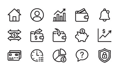 Fototapeta premium Finance and banking icons with house wallet and credit card.