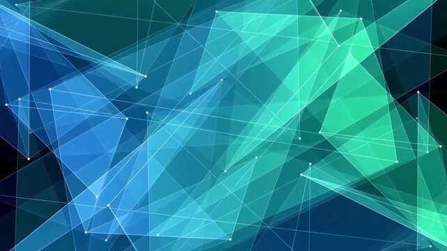Abstract blue green geometric low poly plexus network background for digital technology