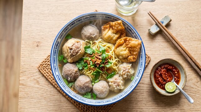 Authentic East Javanese Bakso Bakwan Malang Clear Beef Soup
