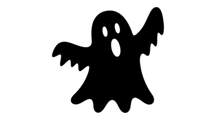 Fototapeta premium Simple minimalist illustration of a black ghosts flying around on white background, perfect for clean Halloween design and decoration.