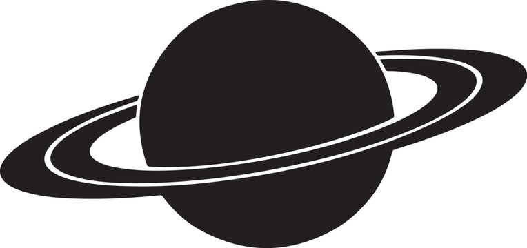  Planet Saturn with planetary ring silhouette vector
