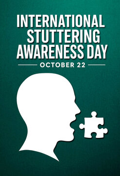 Creative illustration for international stuttering awareness day with puzzle piece and head silhouette