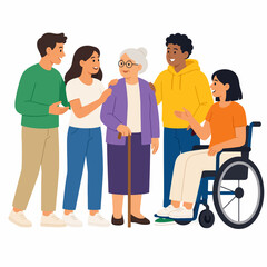 Obraz premium Multigenerational Inclusive Community Sharing Support and Friendship