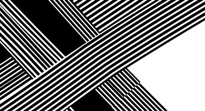 Abstract black and white striped background. Geometric pattern with intersecting lines.