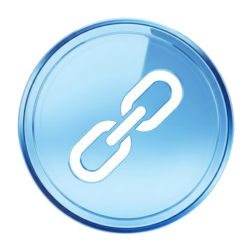 Glass chain link icon isolated on transparent background for web design.