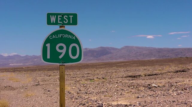 California 190 West road sign in Death Valley