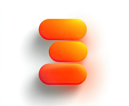 Three orange oblong shapes stacked vertically with soft shadow on white background