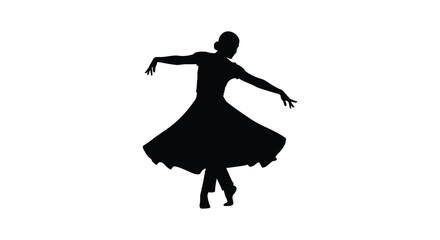 Silhouette of a dancer in motion against a white background © masvect