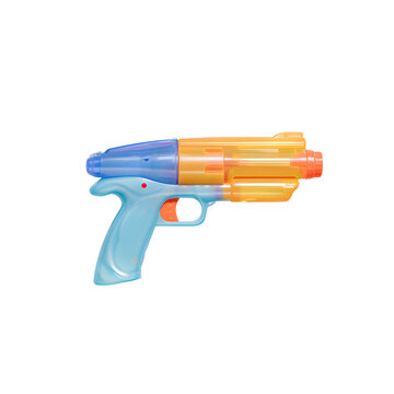 Colorful Plastic Water Gun Isolated on Transparent Background