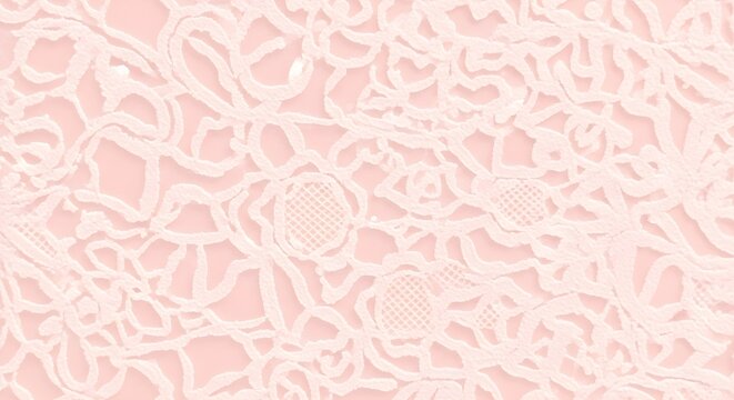 Pink lace fabric texture background. Delicate floral pattern textile for wedding design.