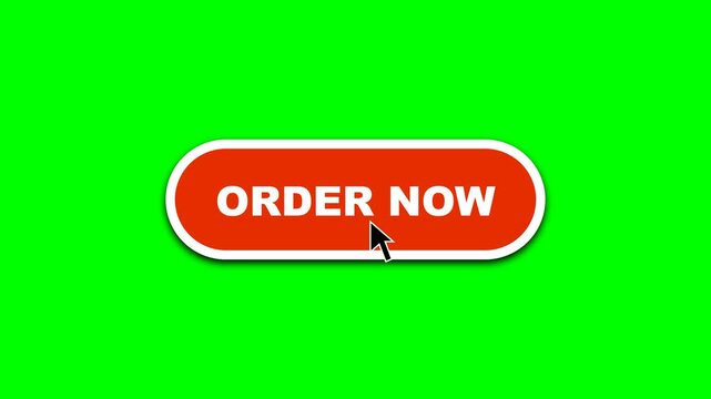 Order Now Red Animated Button E-commerce CTA Green Screen Loop